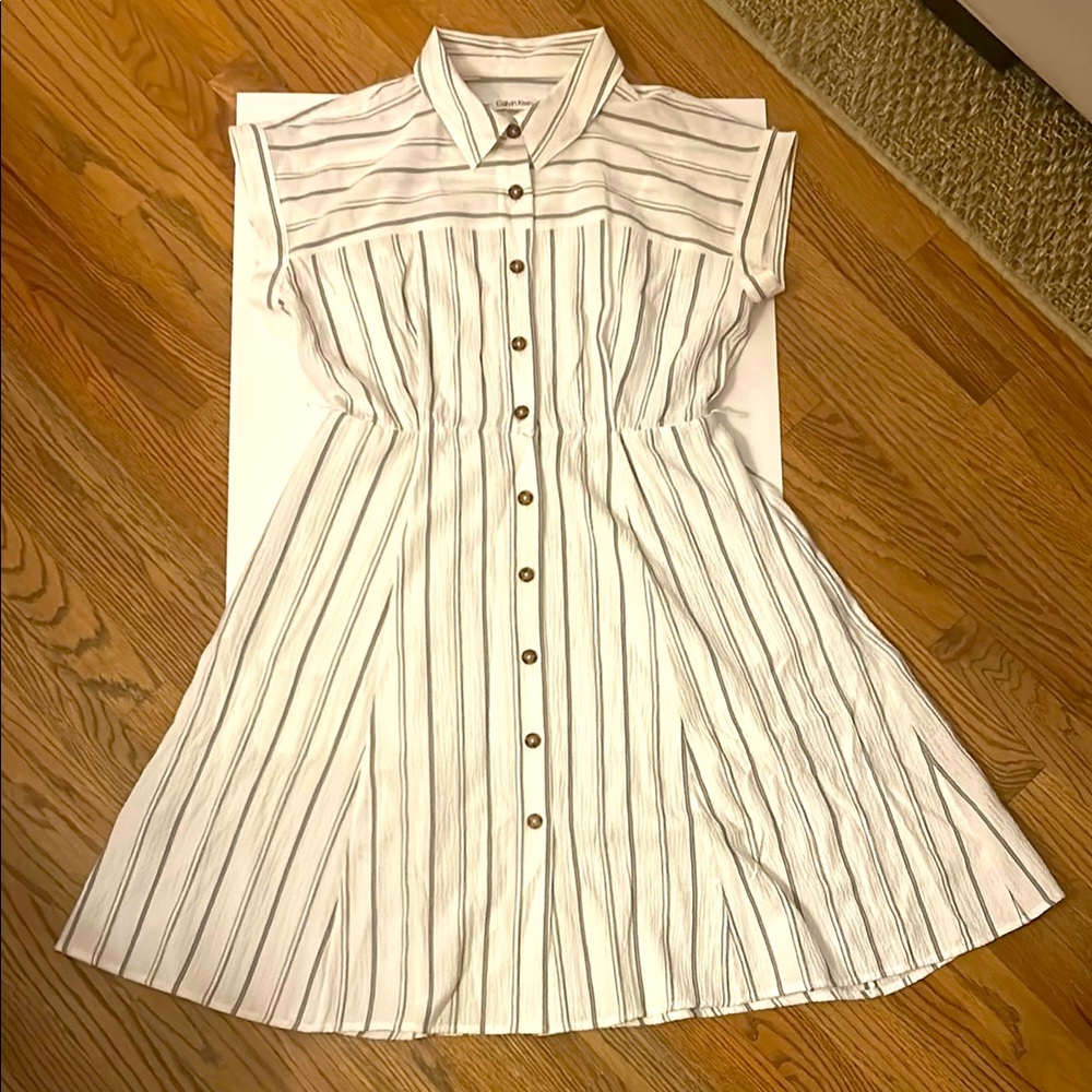 Striped Button-Down Dress Calvin Klein